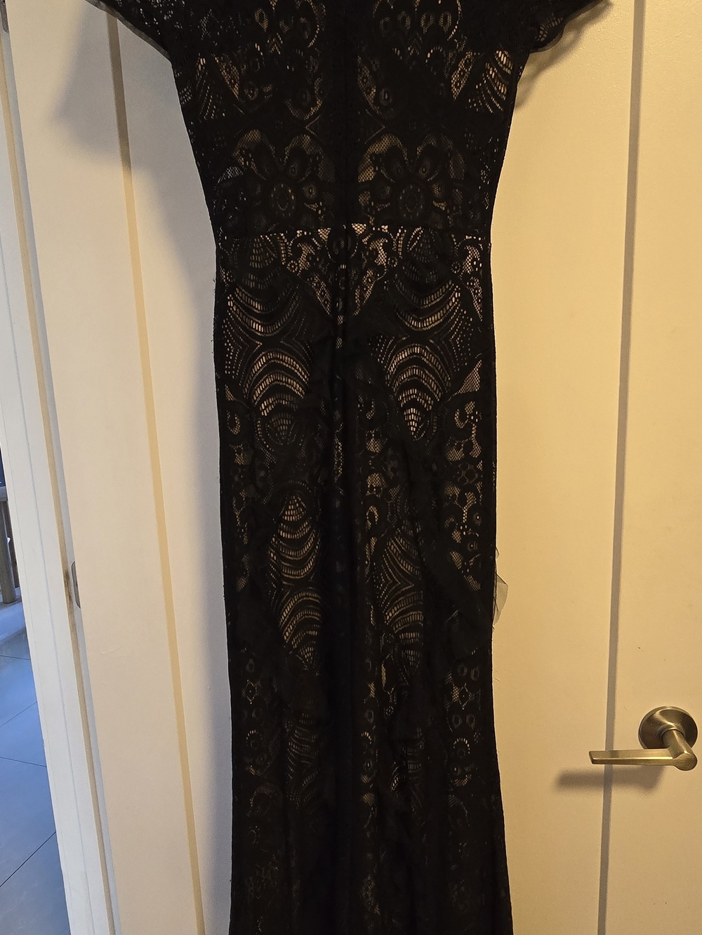 Black Lace Maxi Dress with Nude Lining BCBG small - Picture 5 of 7